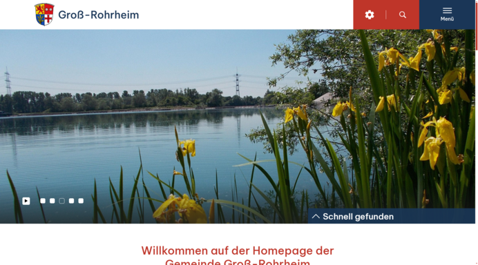 Startseite von der Homepage